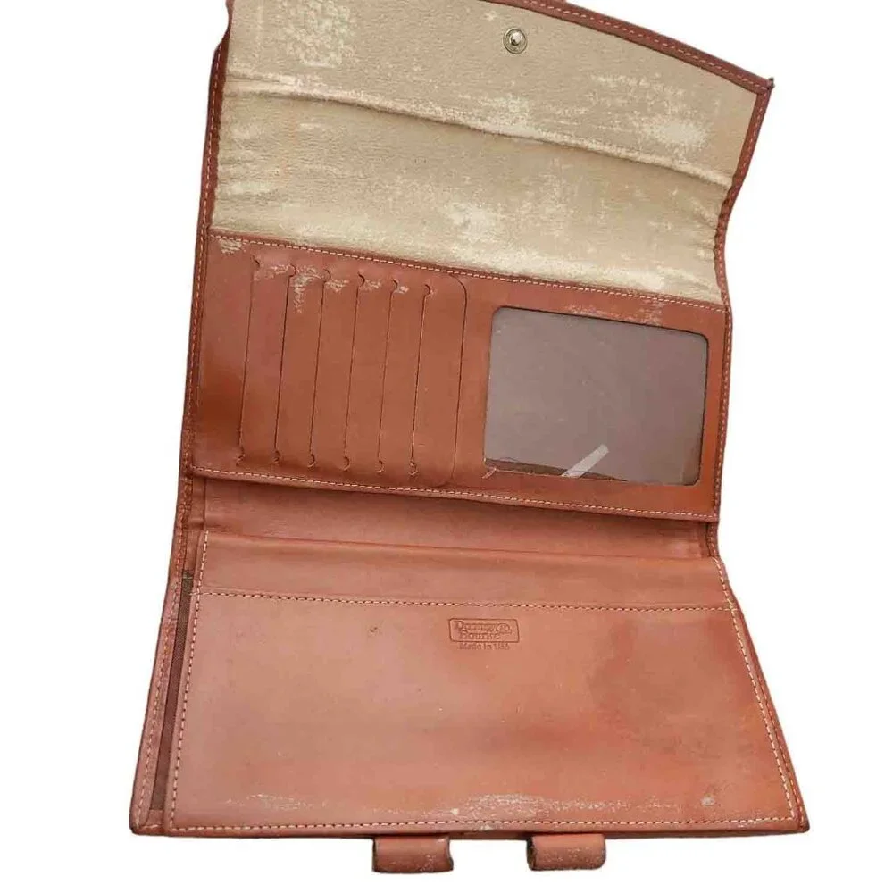 VTG Dooney & Bourke All Weather Leather Trifold Checkbook Wallet Clutch - Picture 8 of 13